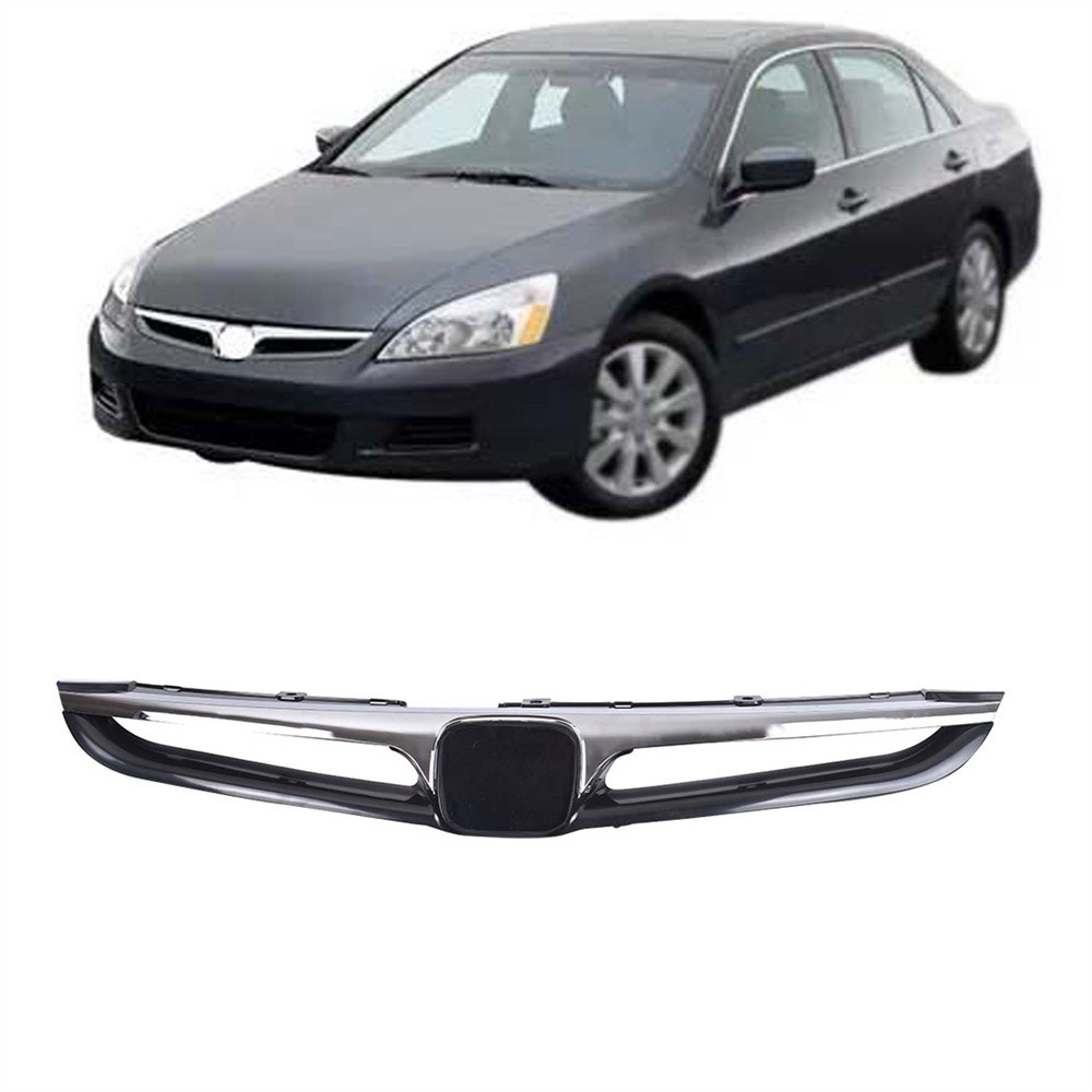 Front Bumper Grille W/Chrome Molding Fit For Honda Accord 2006-2007 4Door Sedan