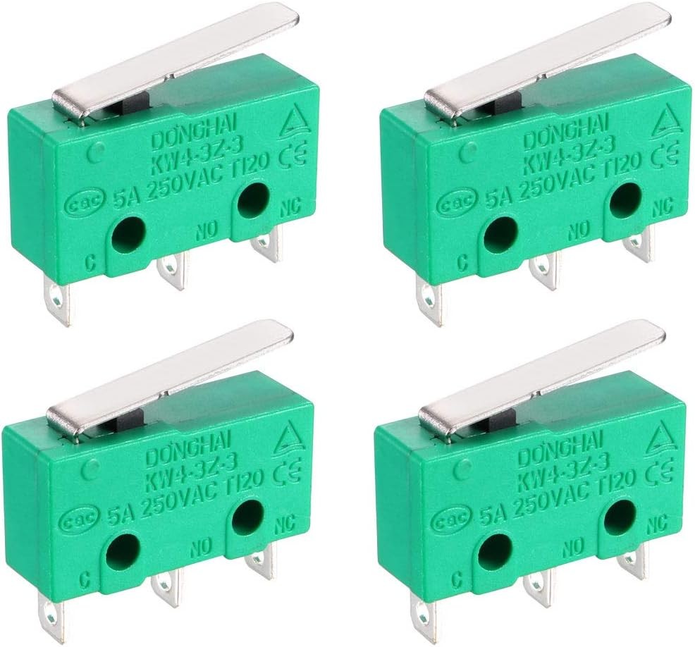 uxcell 4PCS KW4-3Z-3 Micro Limit Switch SPDT NO NC 3 Terminals Momentary Short