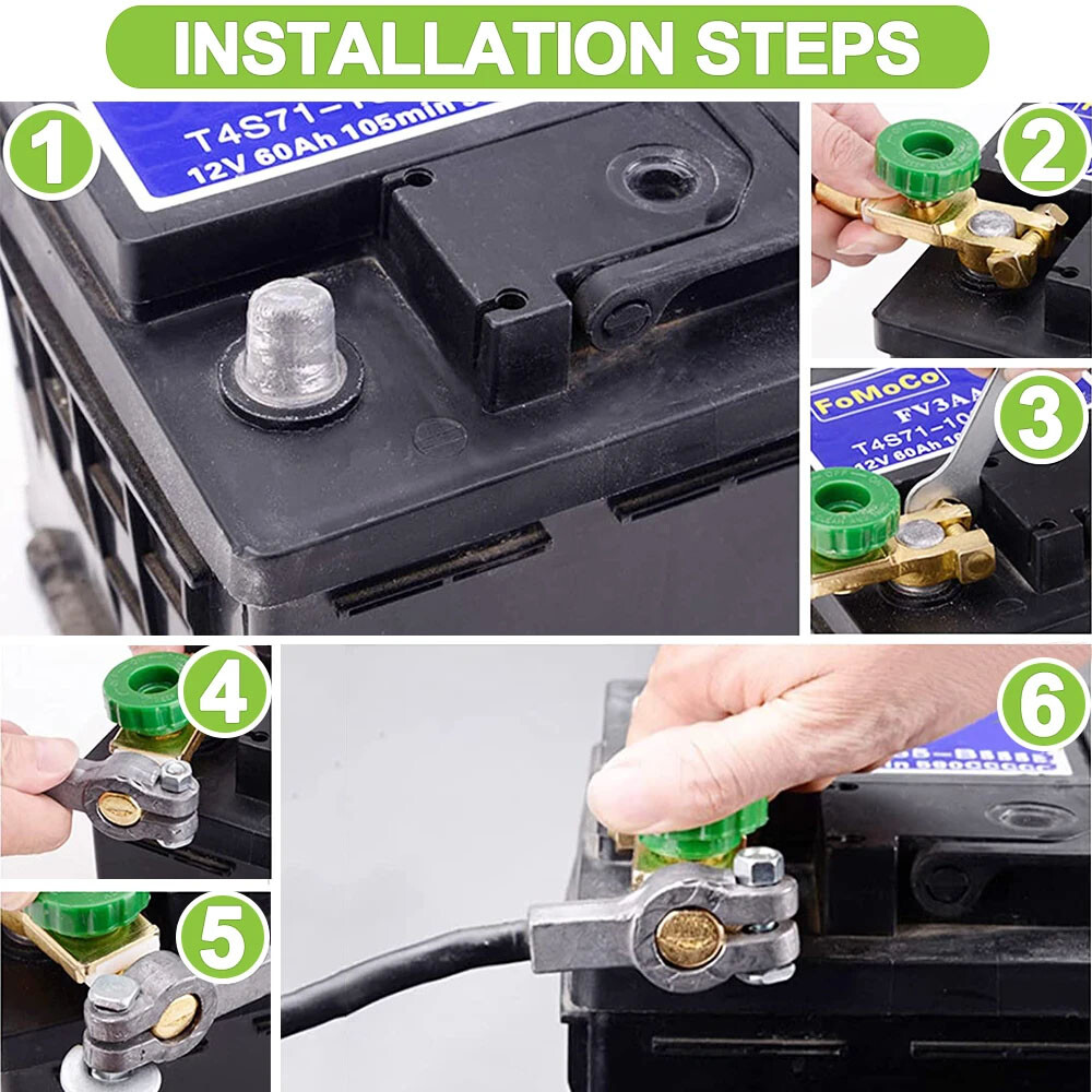 2x Car Battery Terminals Quick Disconnect Boat Top Post Off Master Kill Switch
