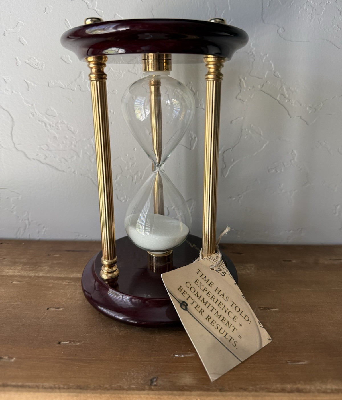 Howard Miller Traditional Hourglass Sand Timer Wood Base Gold Columns White