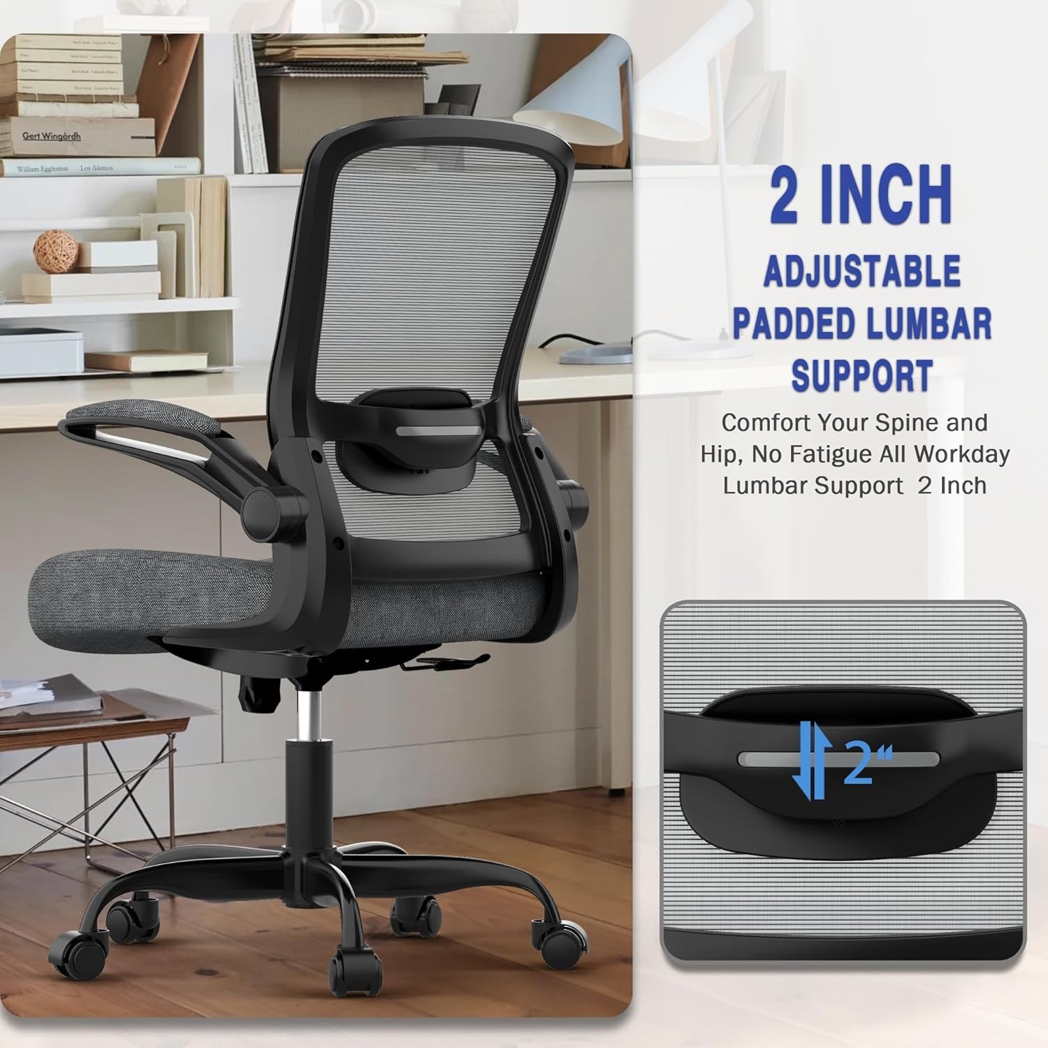 Ergonomic Office Chair - Desk Chair with Flip-up Armrests & 135° Recline, Adj...