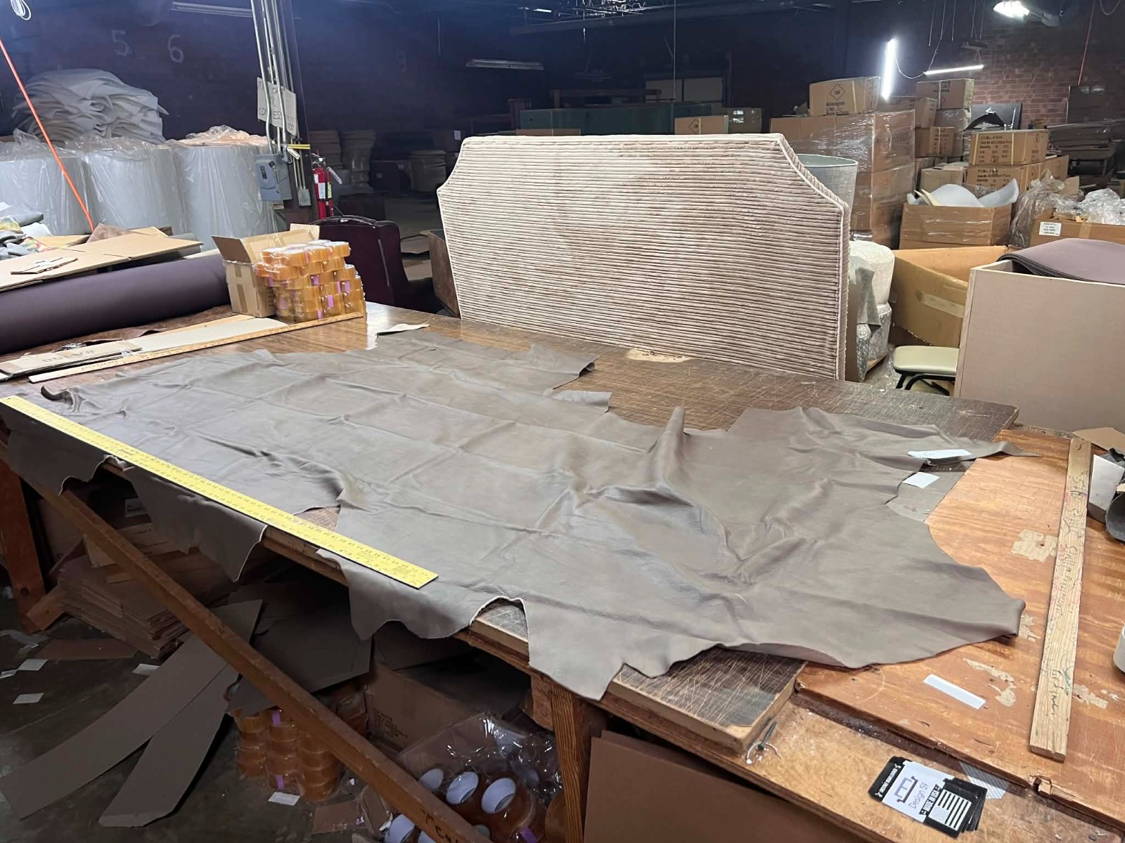 Taupe Brazil Leather Hide Upholstery Partial 35 Square Feet