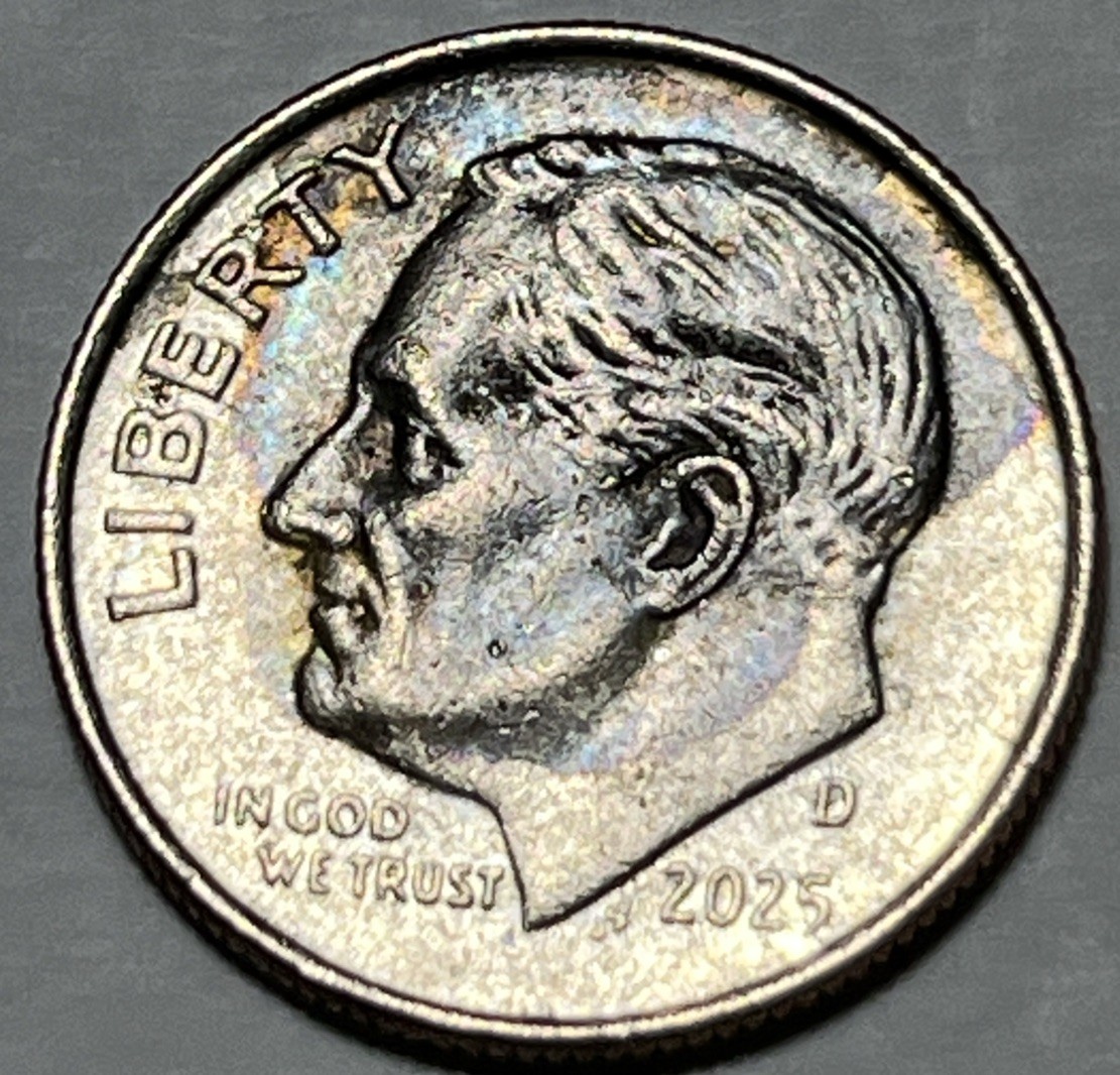 2025 D Dime Errors Strike Through Grease Both Sides Toning