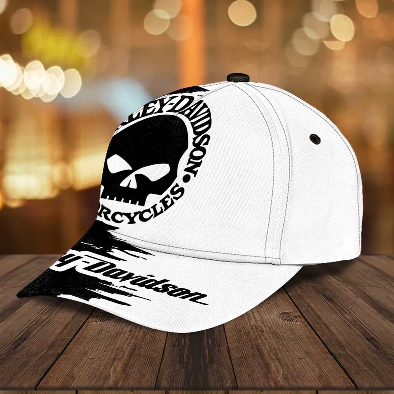 Harley-Davidson Willie G Skull Cap Black White Half Half Biker Riding Hat