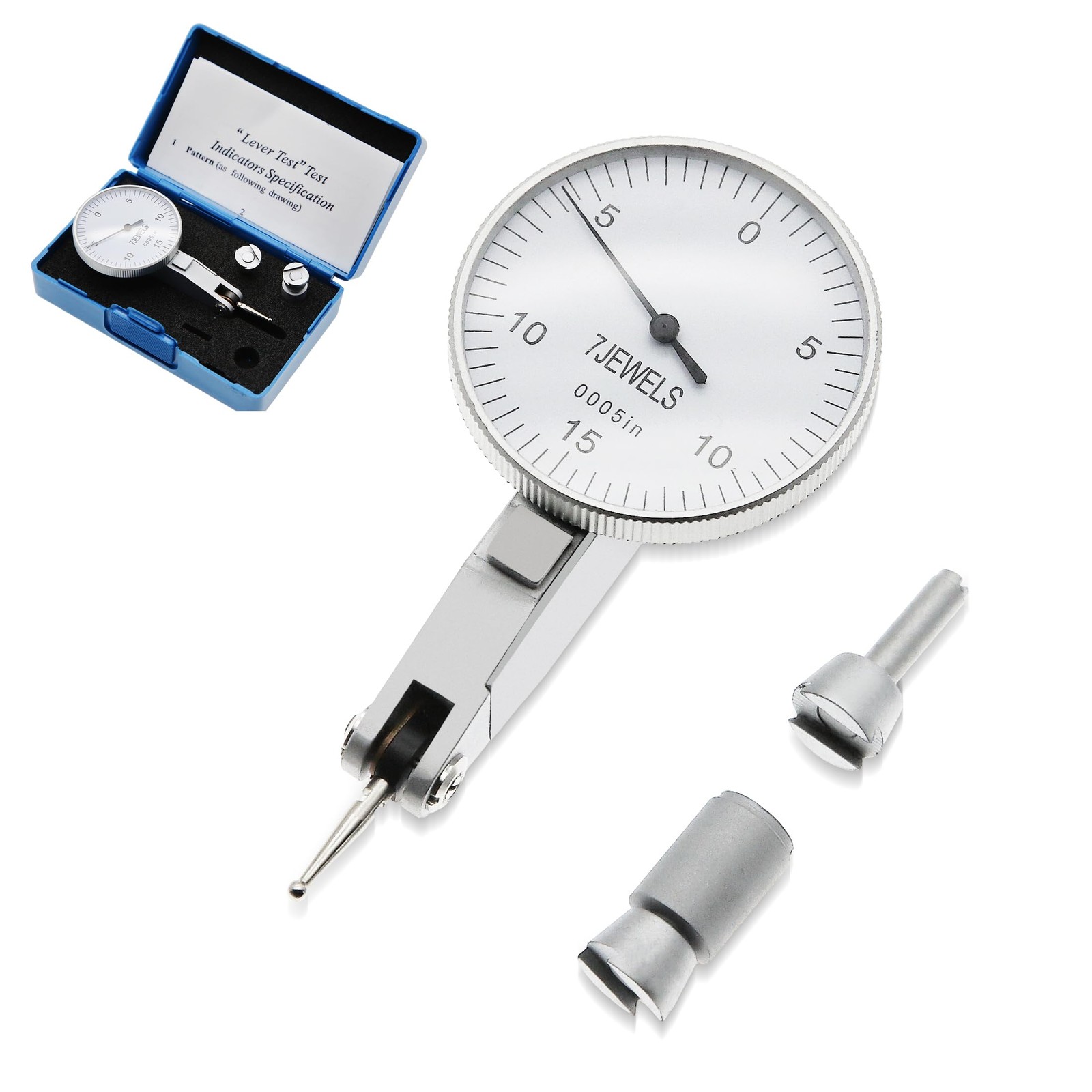 AMTAST 0.0005" Dial Indicator Brass Test with 7 Jewels Range 0.03’’
