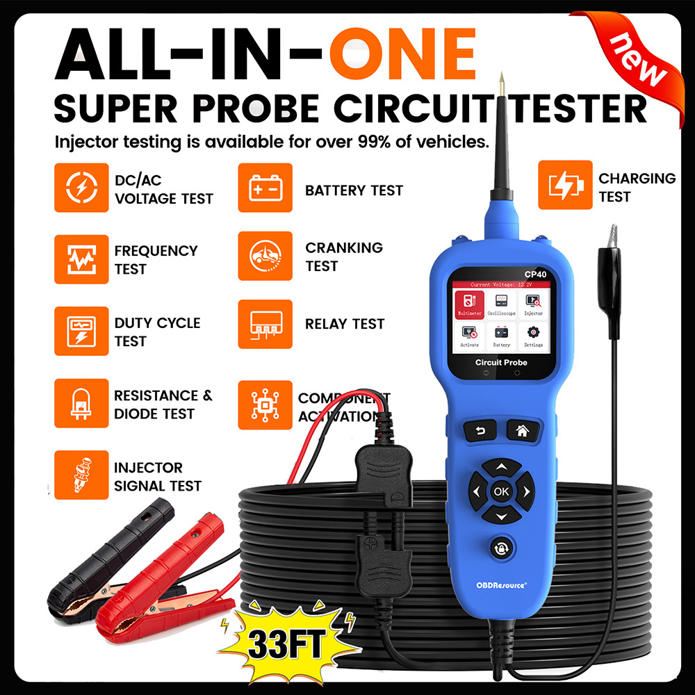 4in1 Automotive Circuit Tester CP40 12V/24V Oscilloscope Injector for Car/Truck