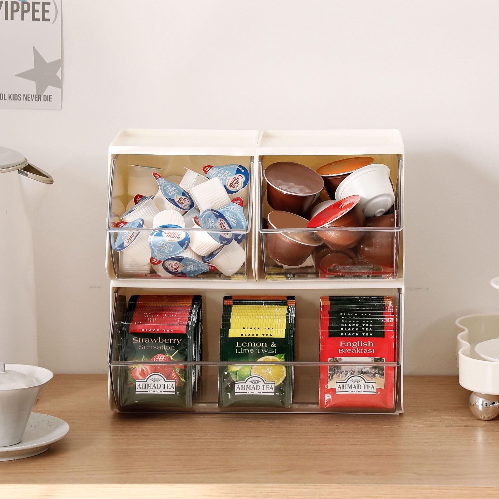 3 Pack Coffee Pod Basket, Cream / Clear