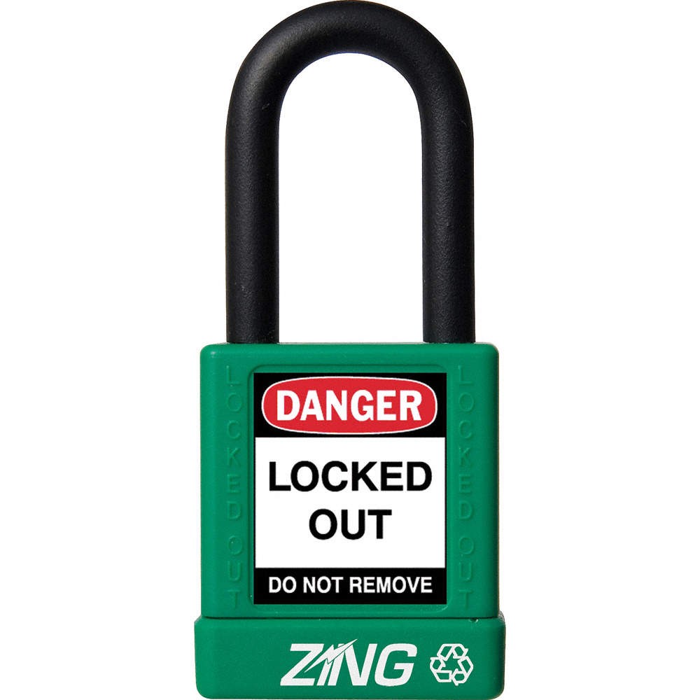 ZING 7035 Lockout Padlock,KA,Green,1-3/4"H 6CXG2