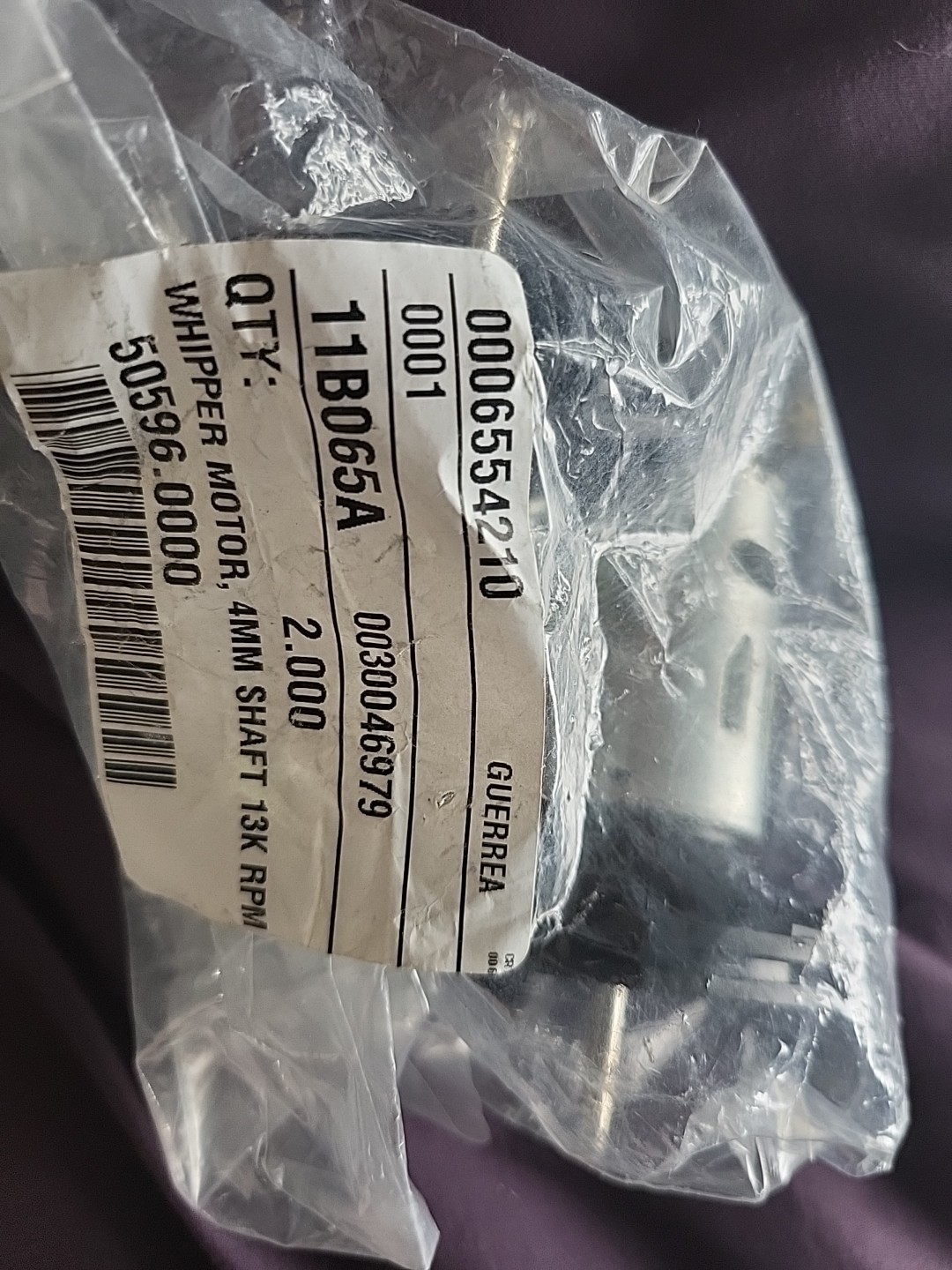 BUNN 50596.0000 Whipper Motor 4mm Shaft 13k rpm QTY 2