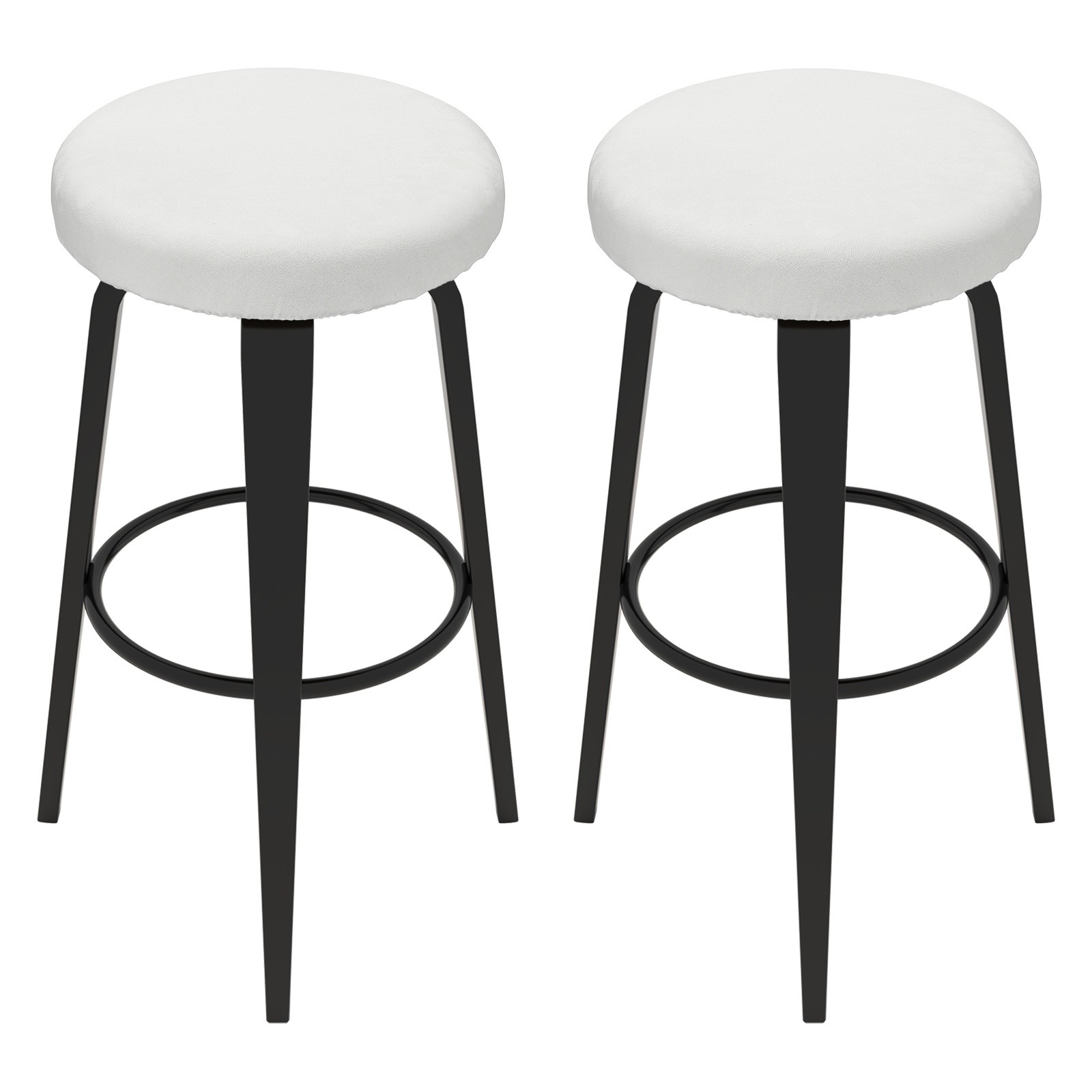 2 Pcs Bar Stool Covers, 14-18" Round Stool Covers with Elastic Band, White