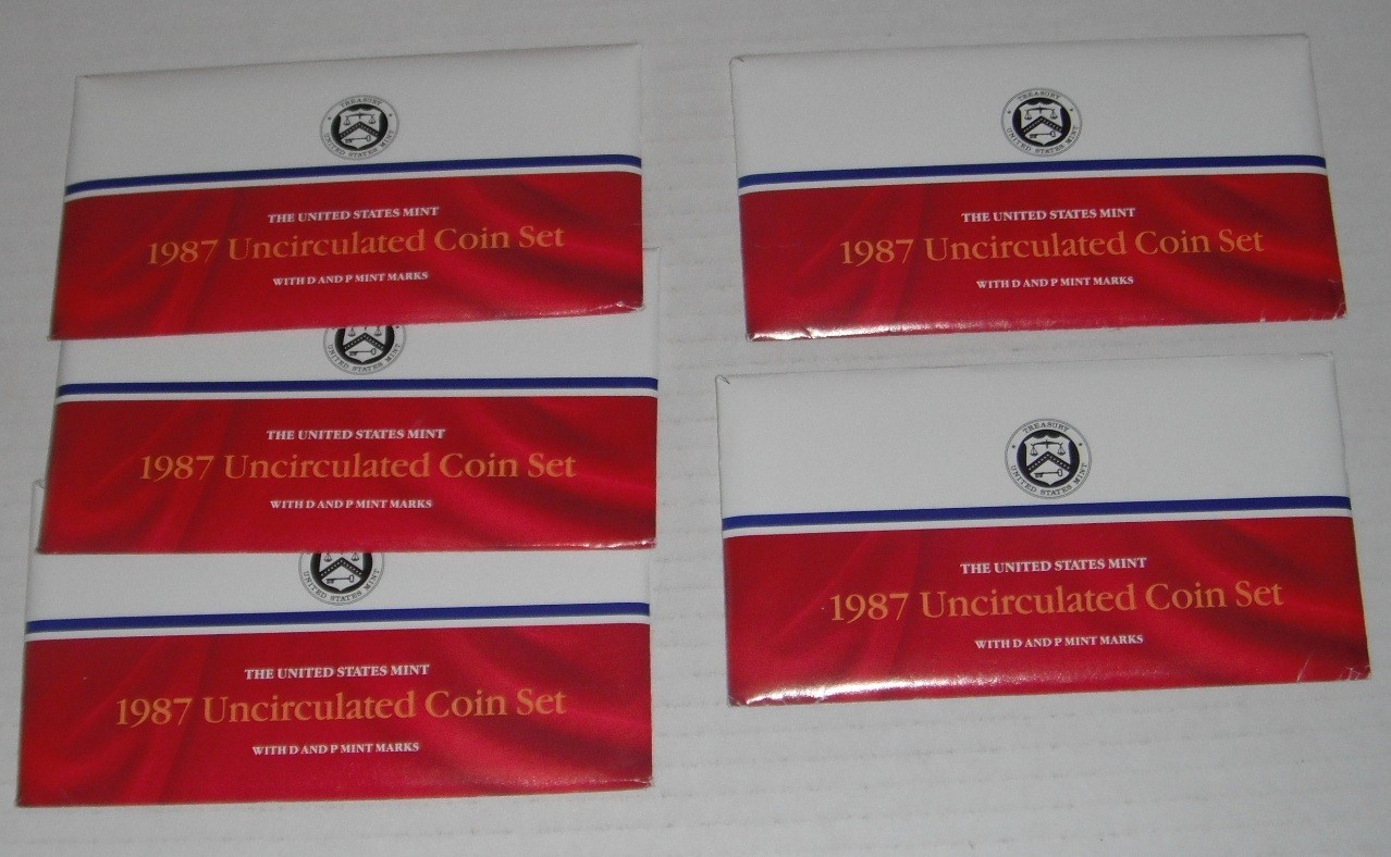 5 Mint Sets-1987 original US government issue..includes scarce 1987 P + D halves