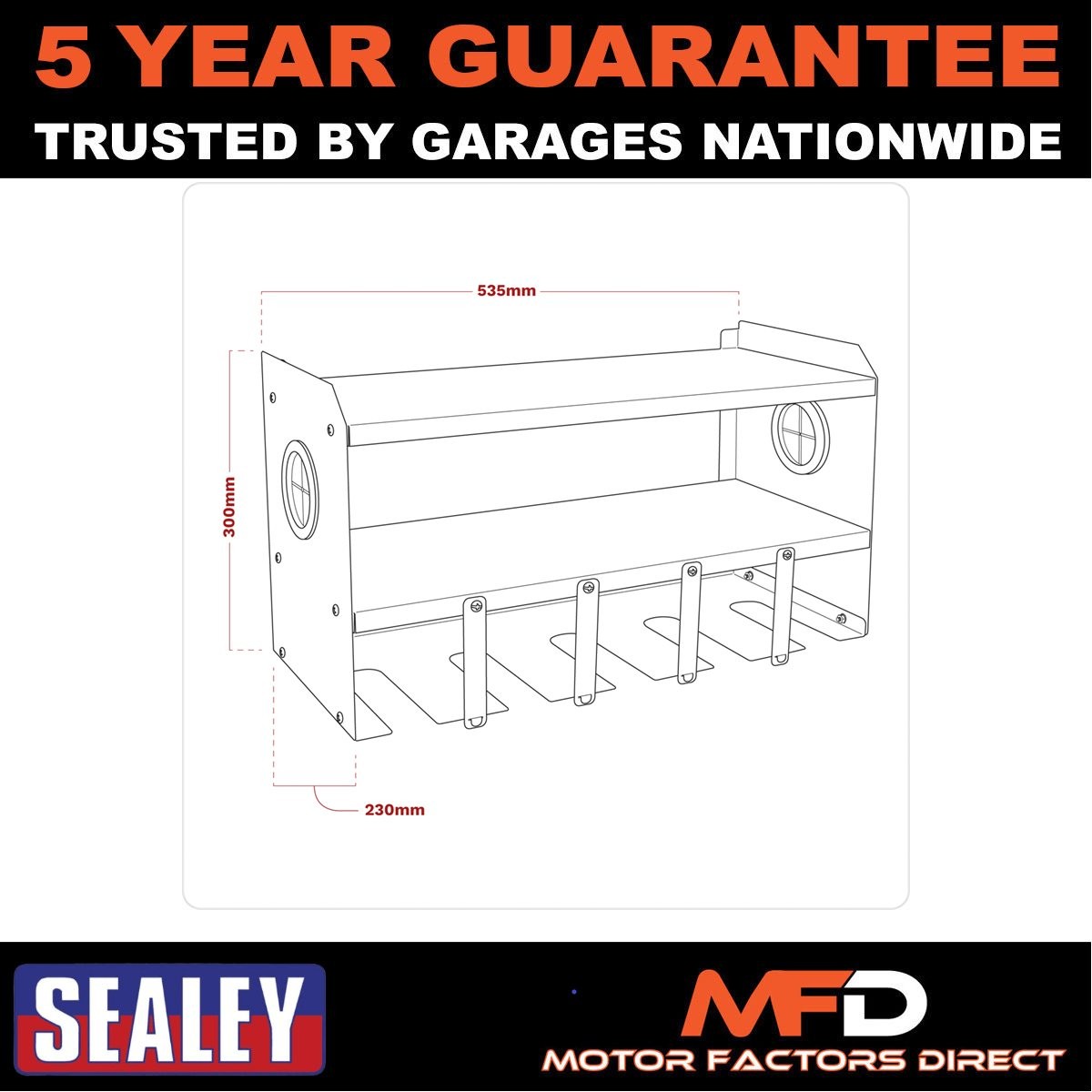 Sealey Power Tool Storage Rack 5 Bay PTSR5