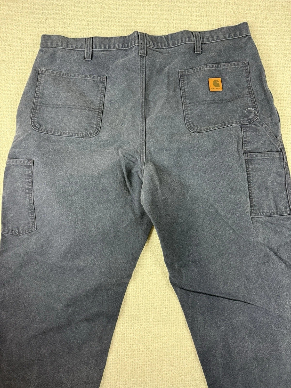 Carhartt 44X28 Work Pants Navy Blue Cotton Blend Dungaree Fit 383-20 B Good