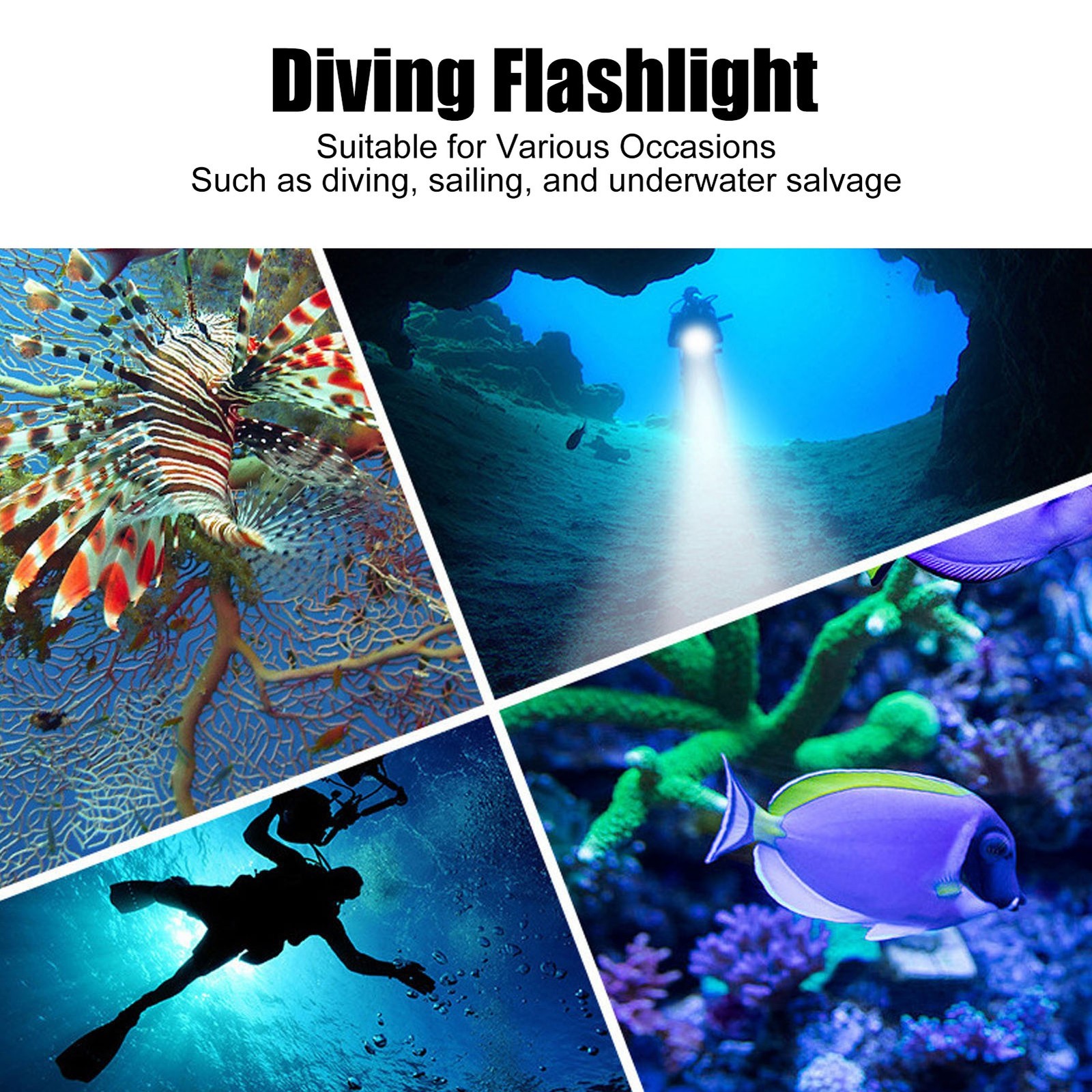 Dive Torch Diving Flashlight 80m Water Proof For Underwater Salvage