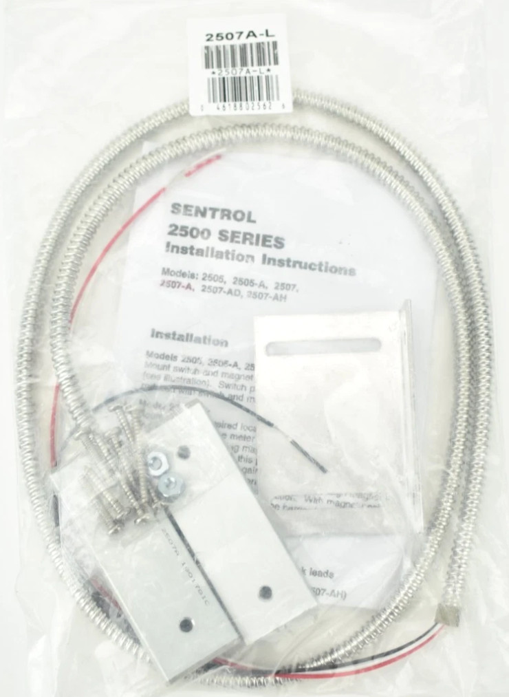 Sentrol 2507A-L 2500 Series Wide Gap SPDT Magnetic Door Contact Armored Cable