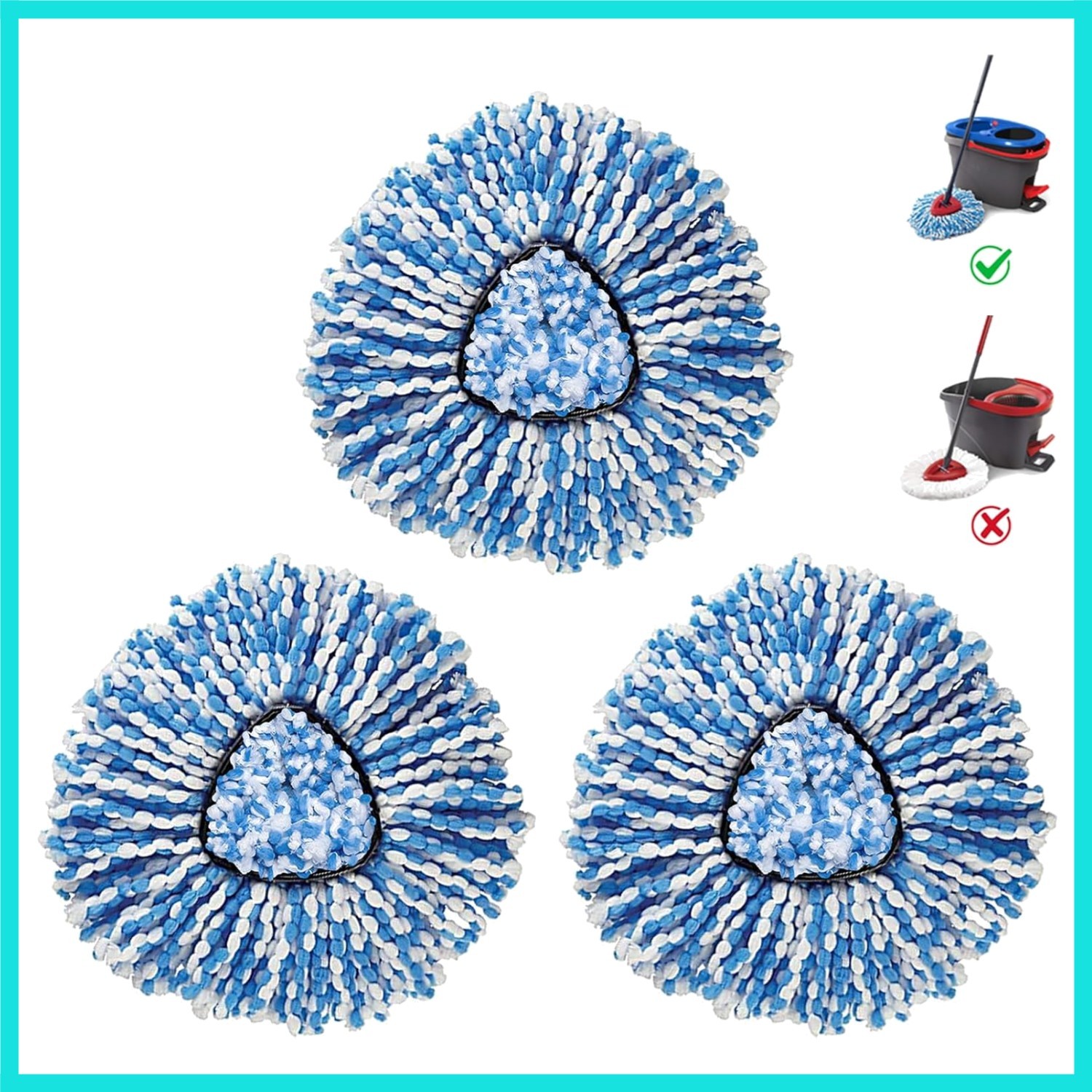 3-Pack Mop Head for O-Ceda RinseClean Spin Mop Refill 2-Tank System Only Easy...
