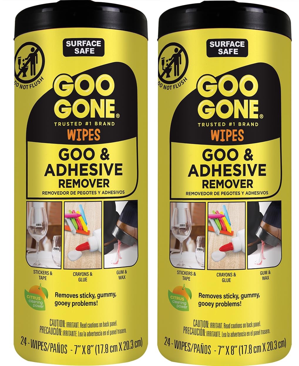 Goo Gone Adhesive Remover Wipes – Removes Stickers, Residue, Grease, Grime,