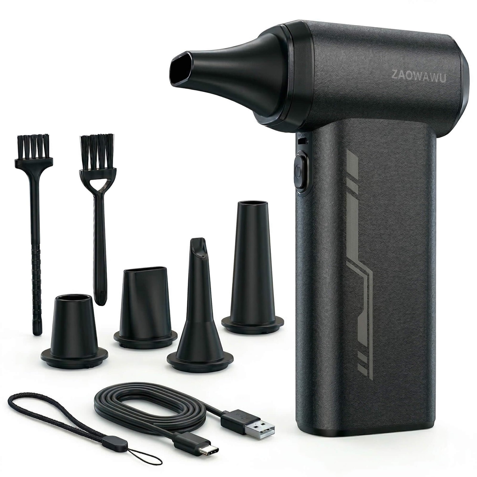 Rechargeable Cordless Air Duster 150000RPM Compressed Blower ZAOWAWU Black JX007