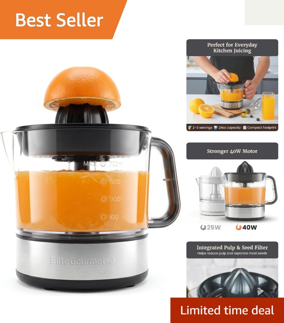 Compact 40W Electric Citrus Juicer with Easy Pour Spout - 24oz Capacity