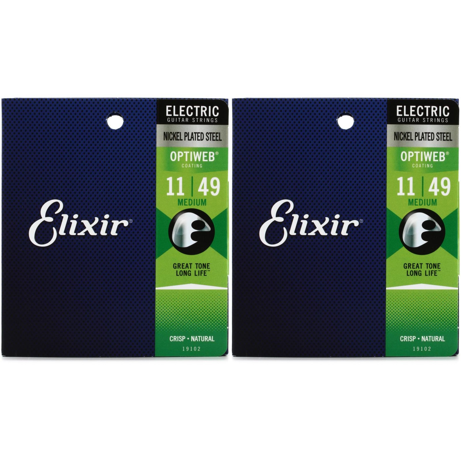 Elixir Strings 19102 Optiweb Electric Guitar Strings - .011-.049 Medium (2-pack)