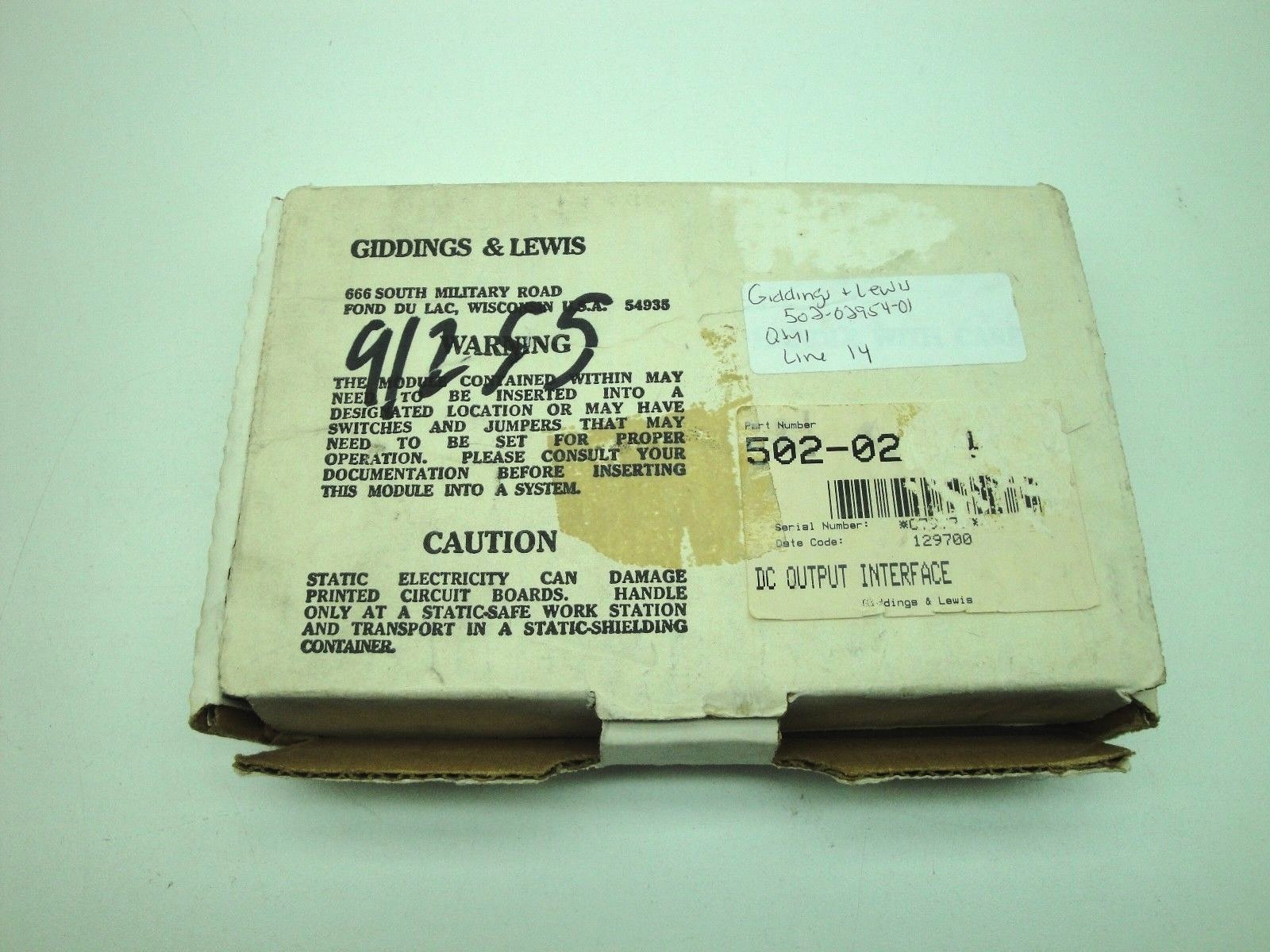 Giddings & Lewis 502-02954-01 Output Board NEW IN BOX
