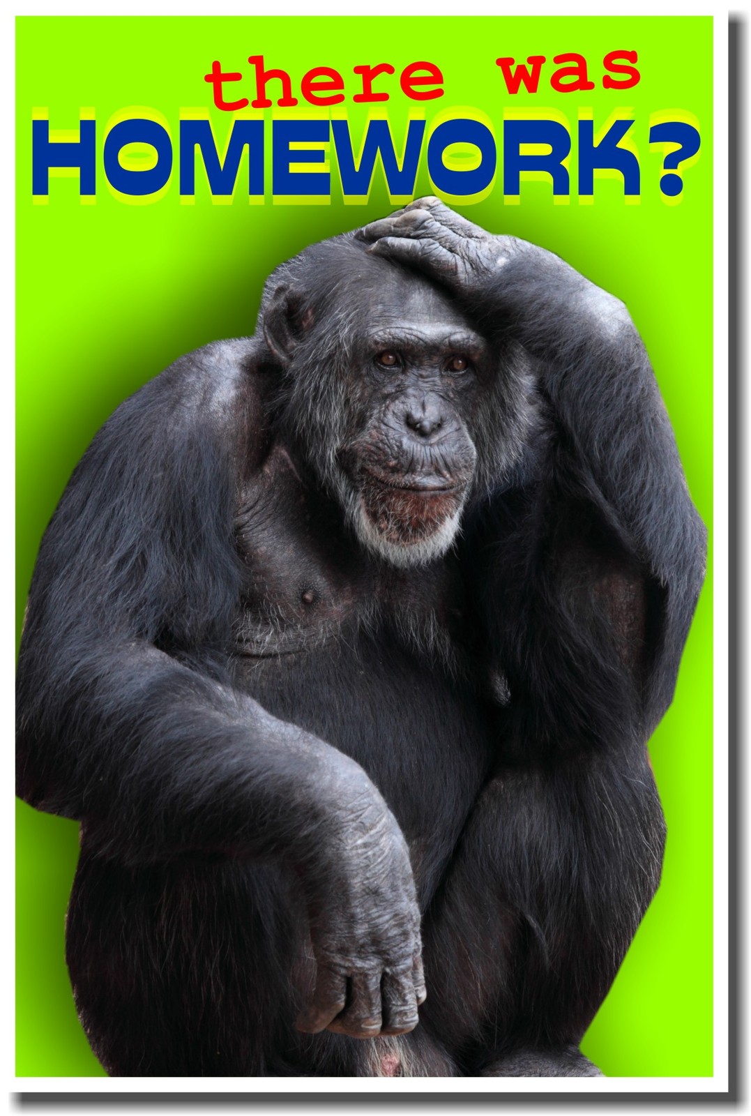 NEW Classroom Motivational POSTER - There Was Homework? Chimp