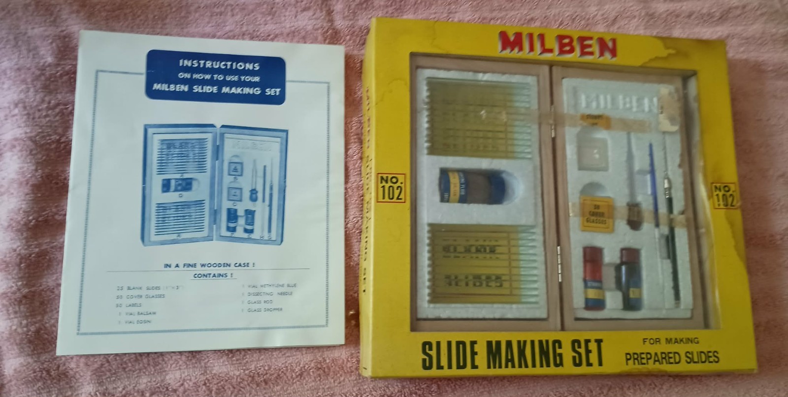 Vintage Gilbert Microcraft Microscope Set W/Metal Case-Milben Slide Making Set