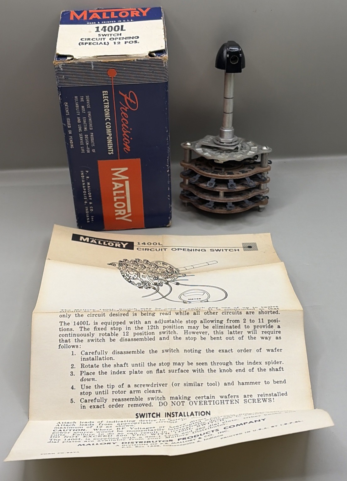 Mallory 1400L Switch Circuit Opening Special 12 Position New In Box