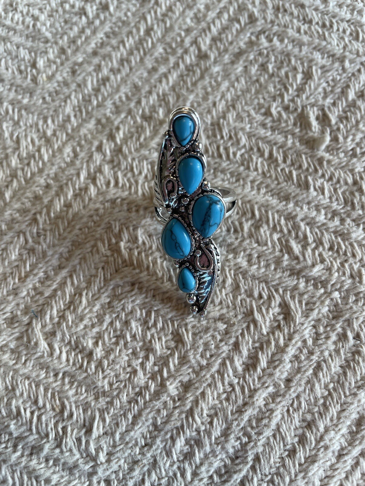 BOHO Silver Elegant Charms  Turquoise Ring Sz 6.5 NWOT