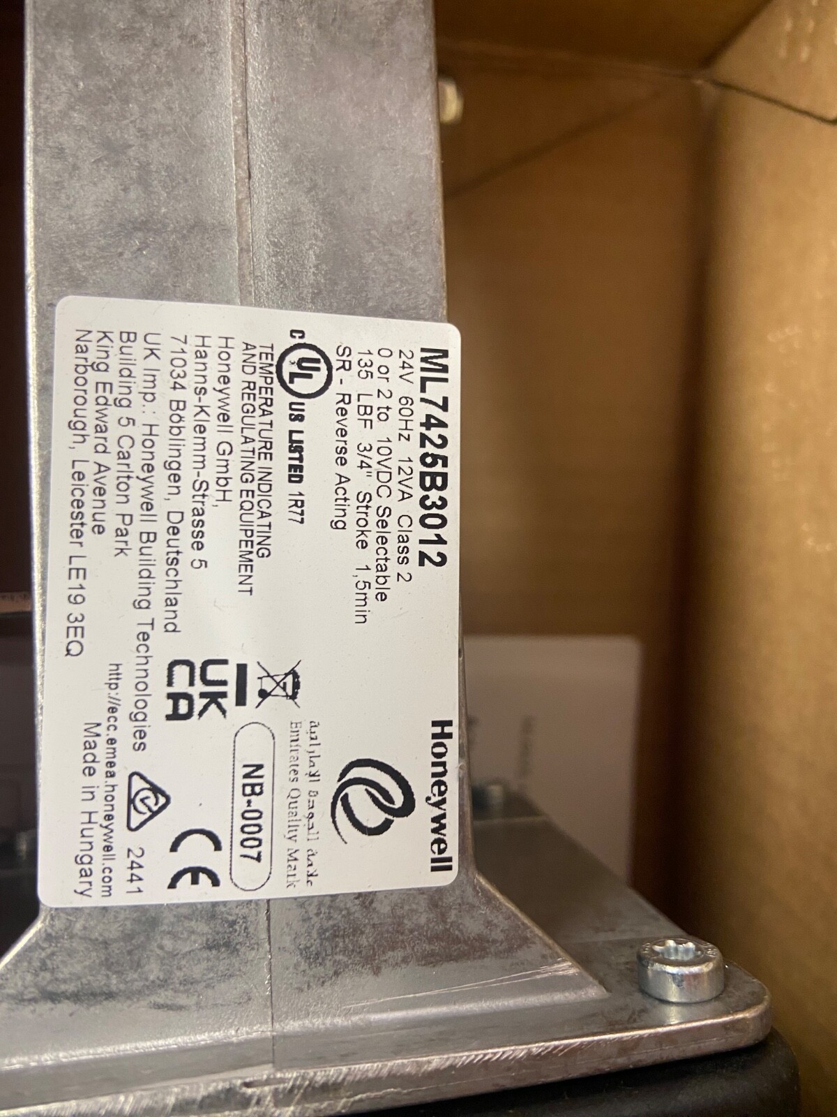 Honeywell ML7425B3012 Globe Valve Actuator