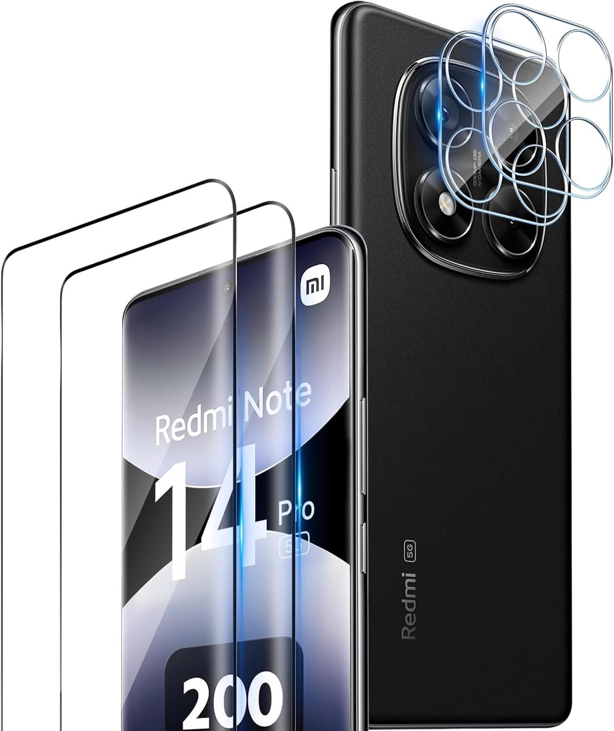2X 3D Tempered Glass (Screen+Camera) For Xiaomi Redmi Note 14 Pro 5G Screen Protector