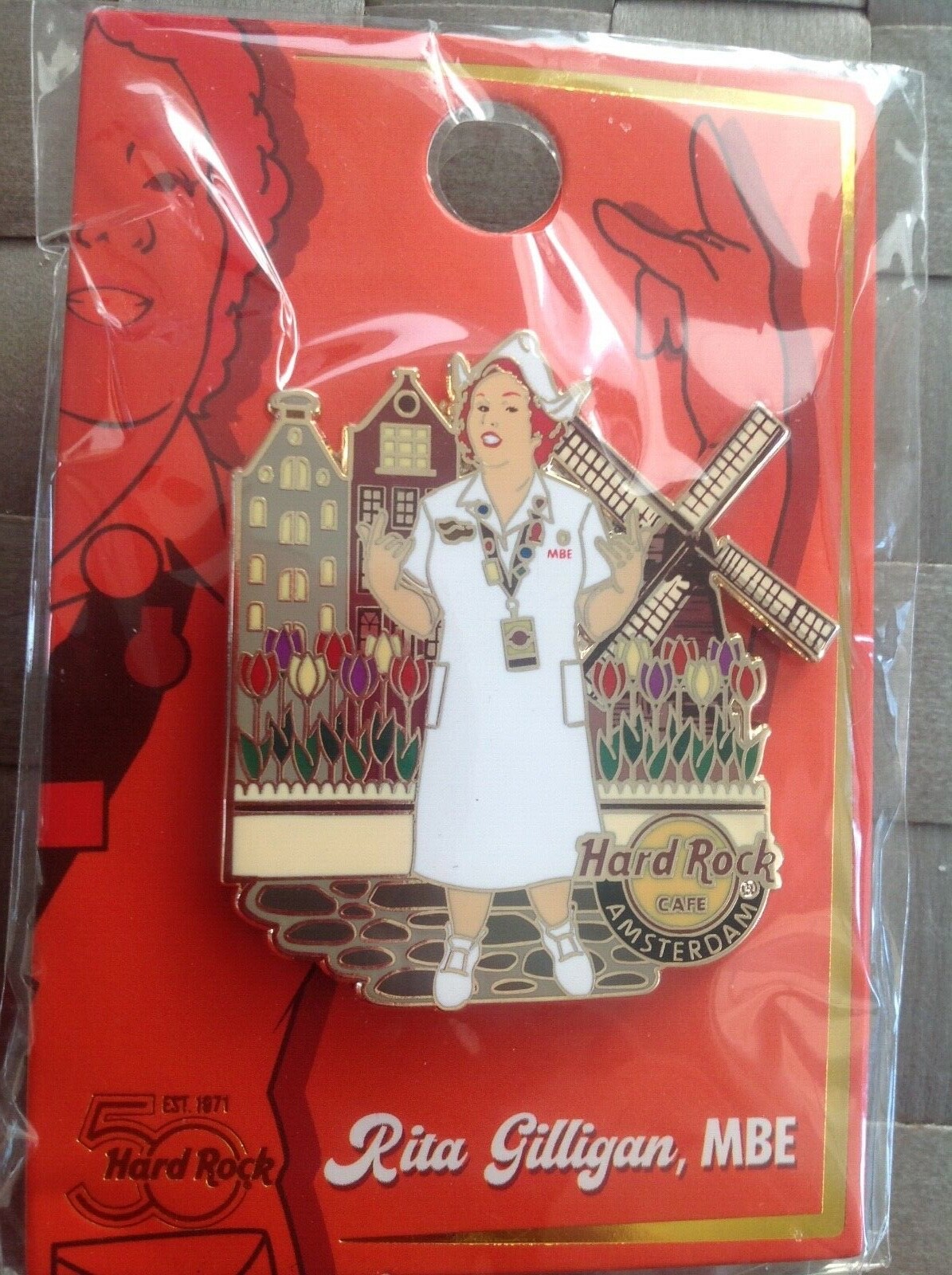 HRC Hard Rock Cafe Amsterdam Rita Gilligan Retirement Series Pin 2021, LE 300