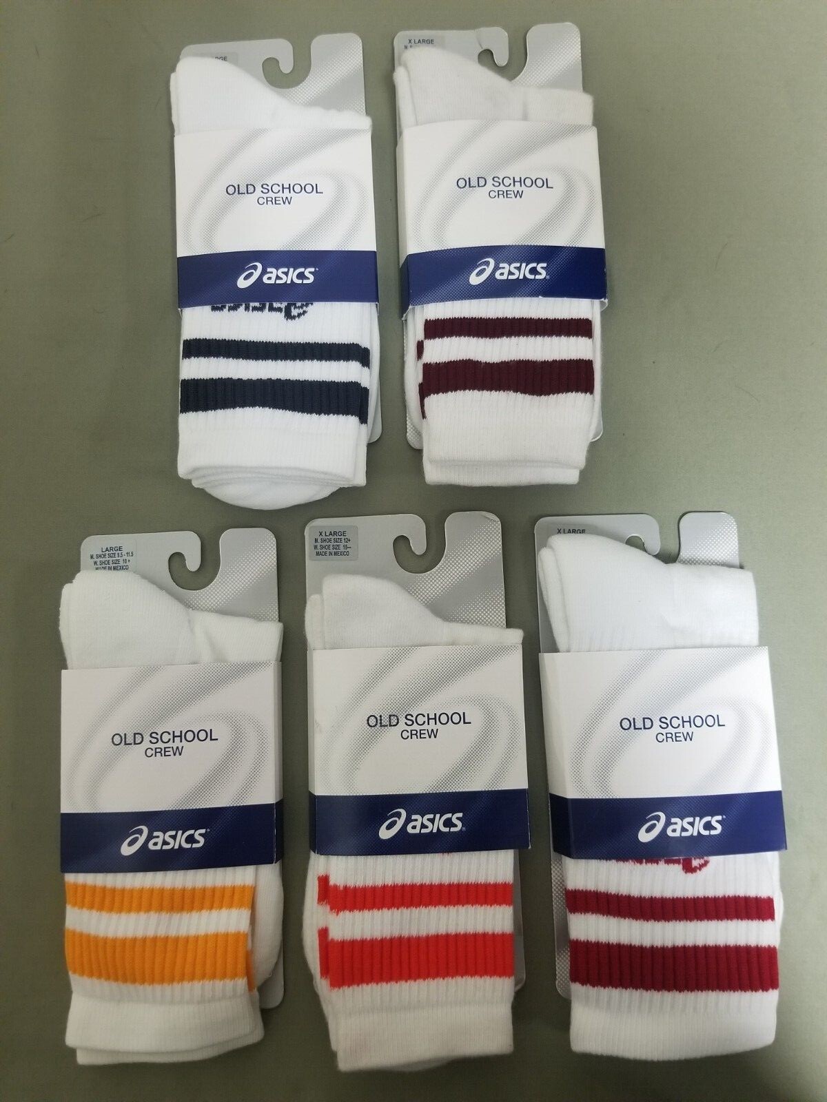 New Asics Old School Crew Socks.   5 Colors To Choose.