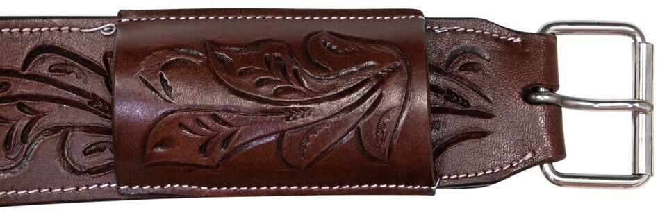Floral Tooling Geniune Dark Brown Leather For Western Saddle Cinch Girth