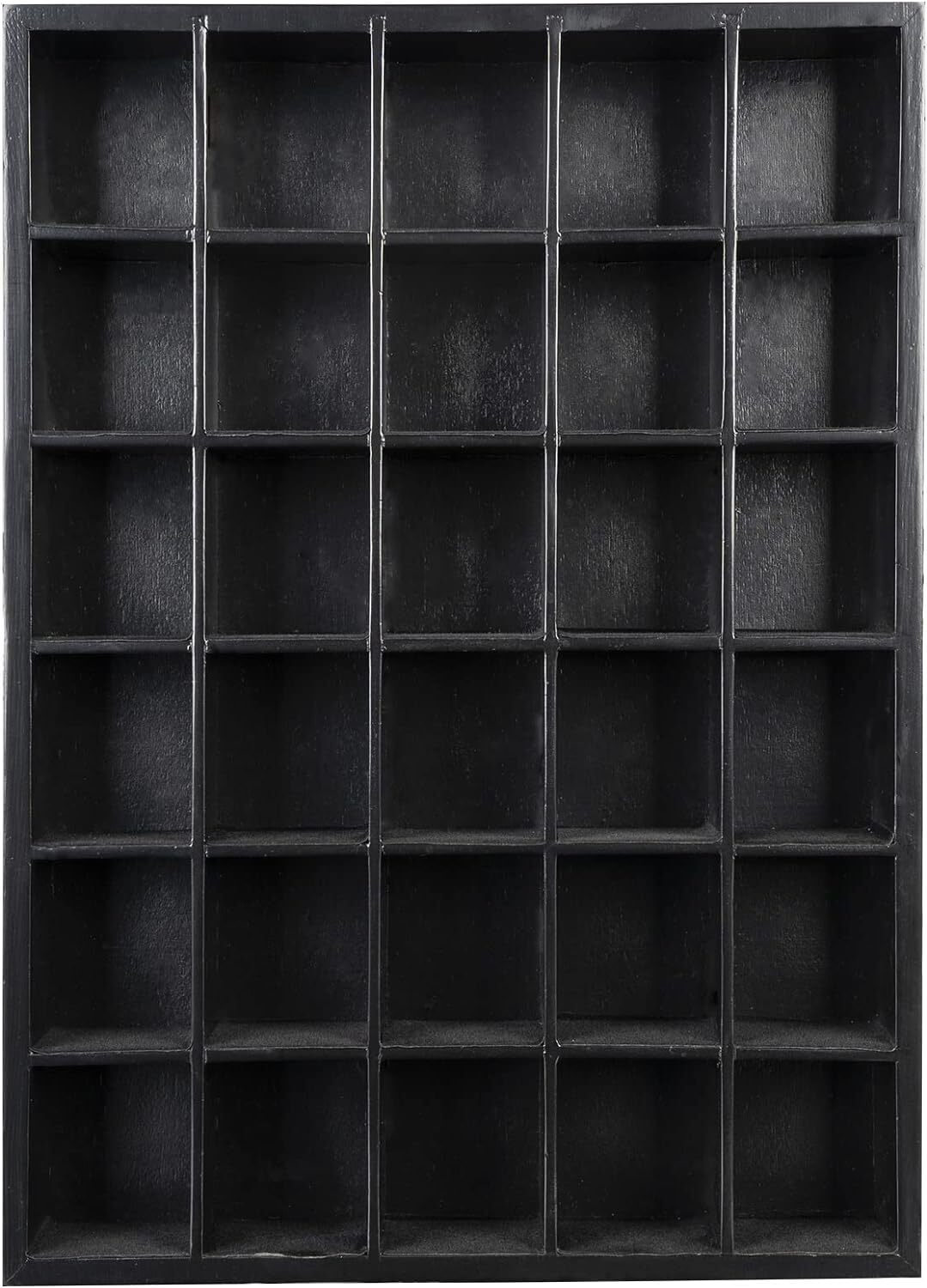 Black Wood 30 Shot Glass Display Case Cabinet Shadow Box Wall Mount Shelves Bar.