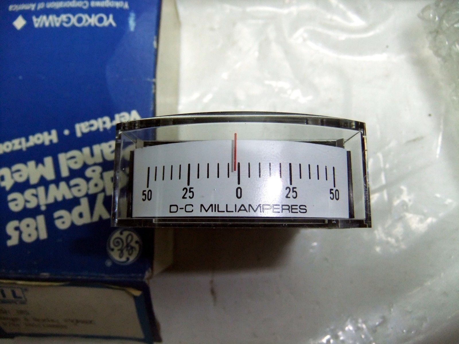 Ge Yokogawa Type 185 Panel Meter 50-0-50 Dc Milliamperes