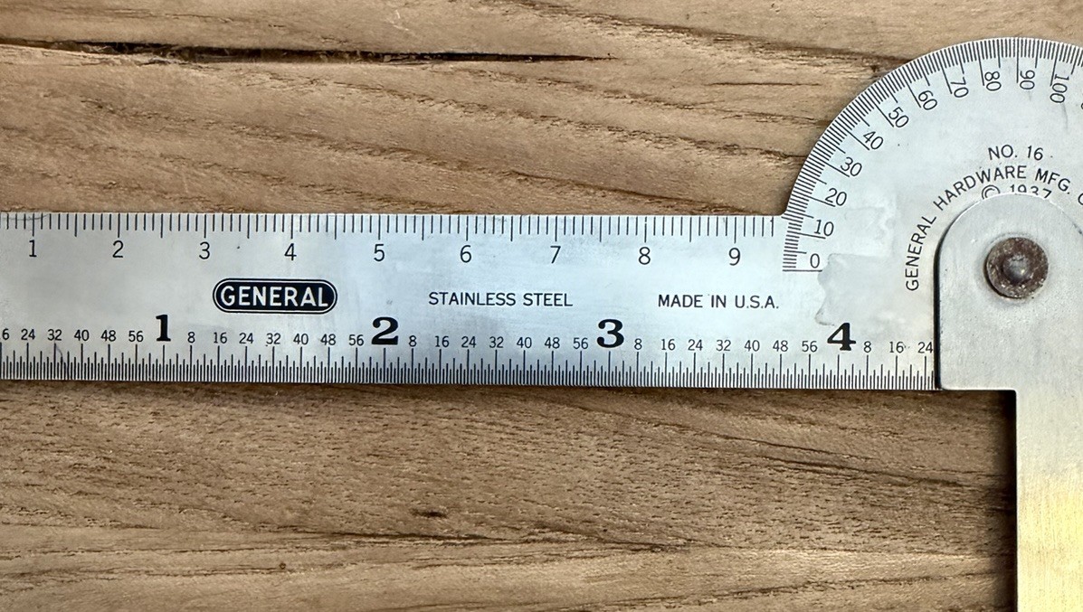 🗽GENERAL No. 16 RULE GAGE PROTRACTOR DRILL POINT CENTER EXCELLENT CONDITION