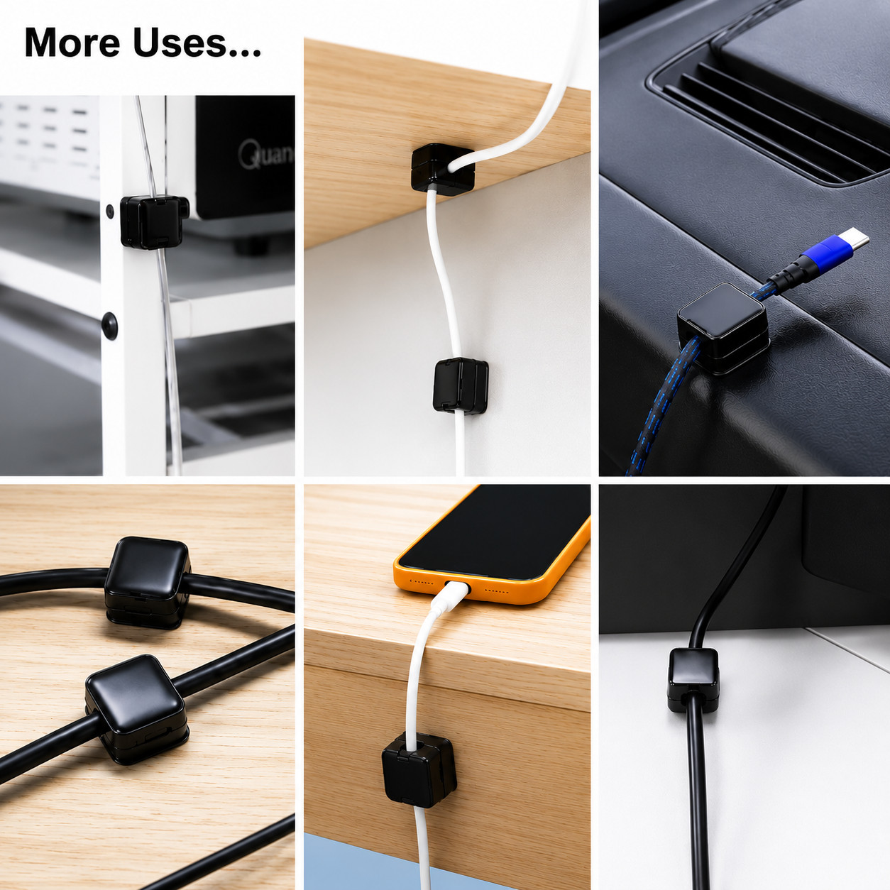 6PCS Magnetic Cable Organizer Clips Self Adhesive Cord Holder USB Wire Desk Home