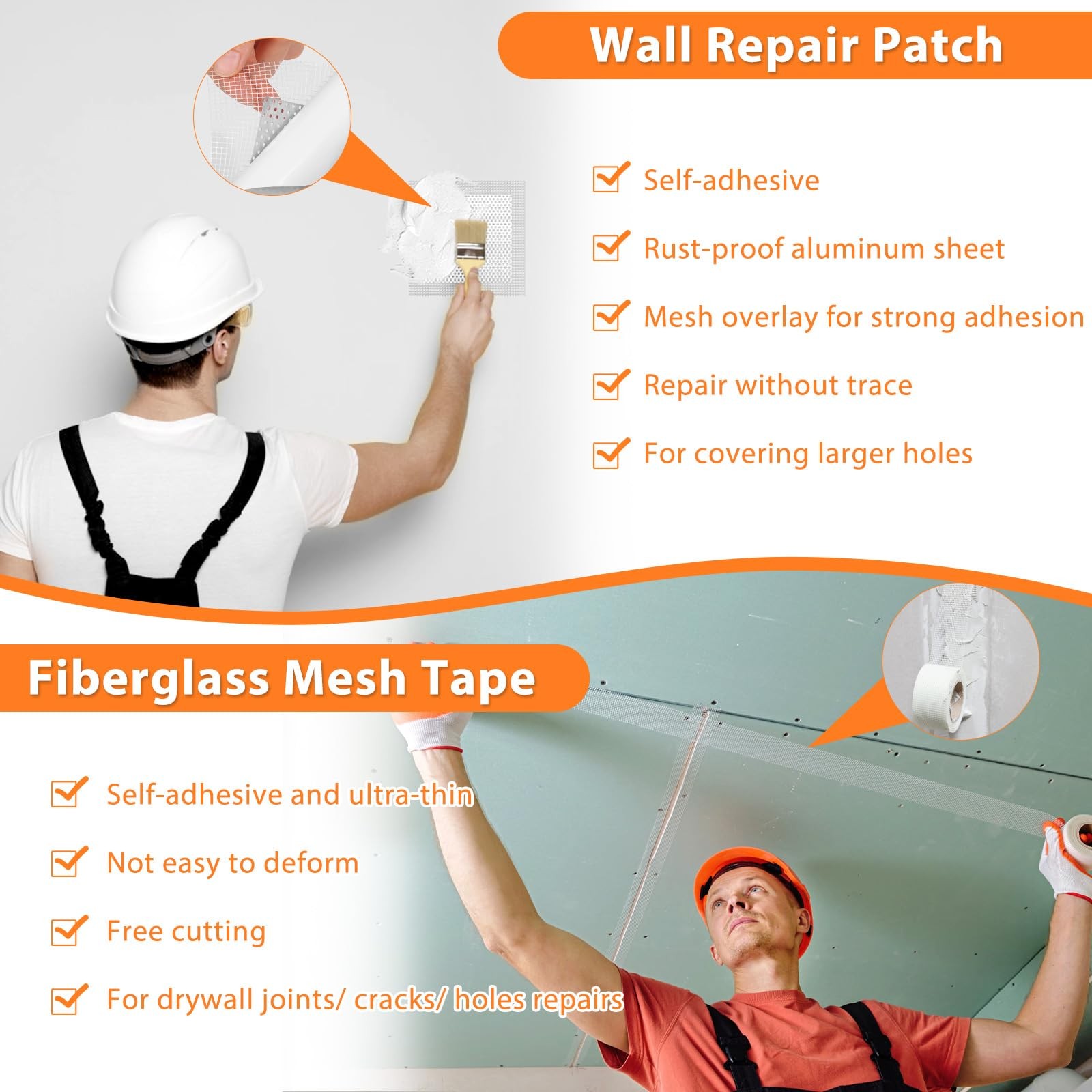Dry Wall Patch Repair Kit, 22OZ Spackle Paste White Putty white