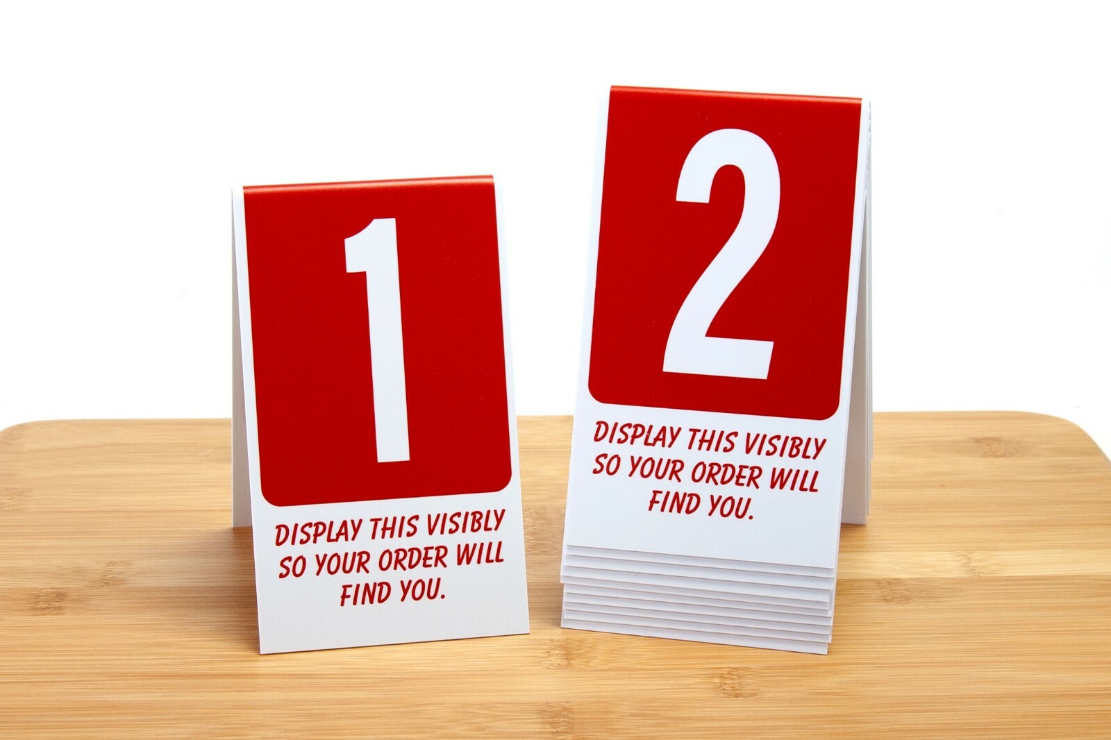 Restaurant Table Numbers 1-50, Tent Style, Red w/ White Number, Free shipping