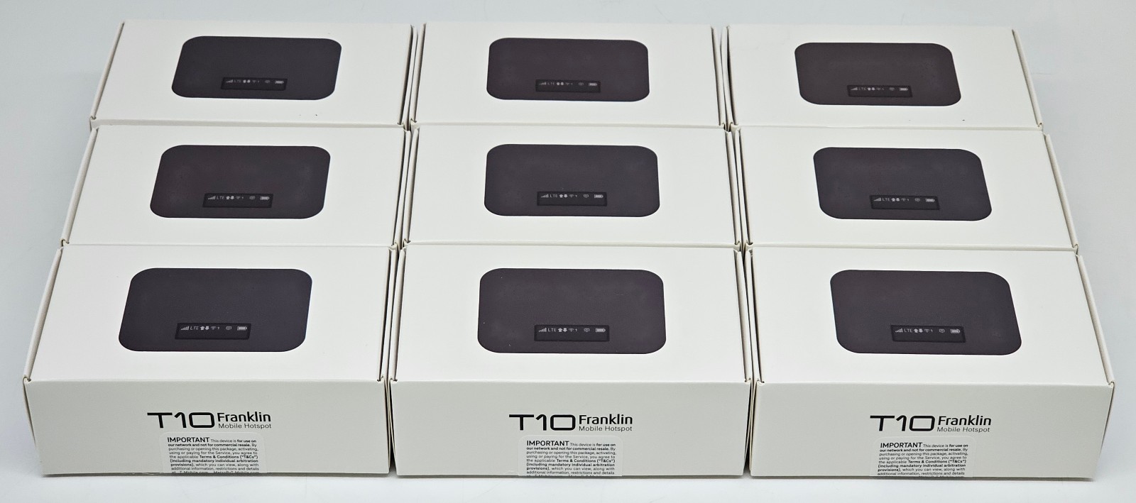 LOT OF 9 - T-Mobile T-10 Franklin 4G Mobile Hotspot Modem 256G W/USB Adaptor