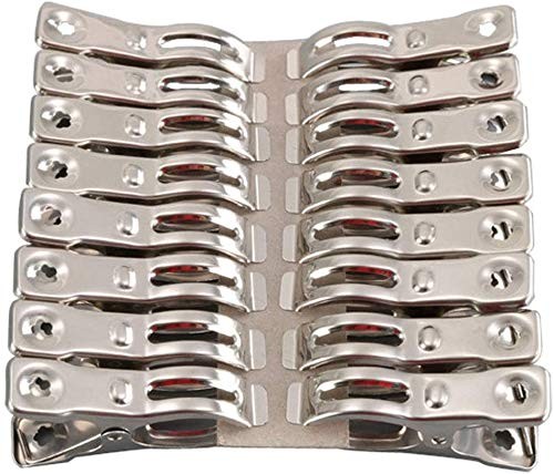 FOMMEN Clothes Pins 32 Pcs Metal Beach Chair Towel 32 Pack 2.2inches