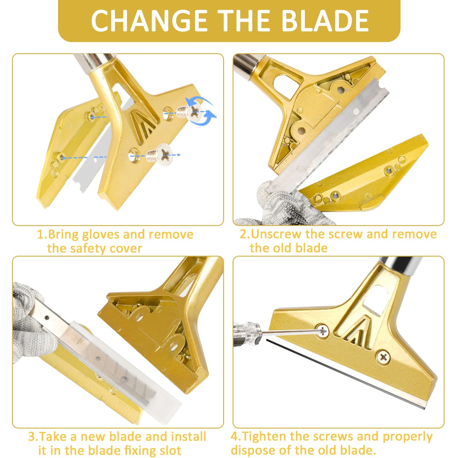 wanguan Razor Blade Scraper,Floor Scraper Tool with 20PCS Extra 4 inch