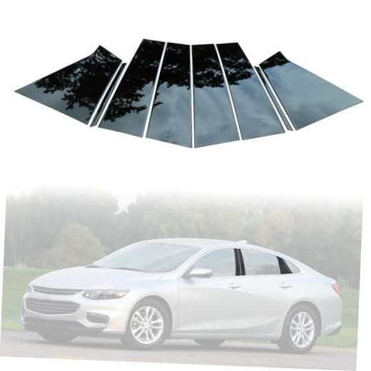 lossy Black Stainless Steel Door Pillar Post Trim Fit Chevy Malibu 2016-2021