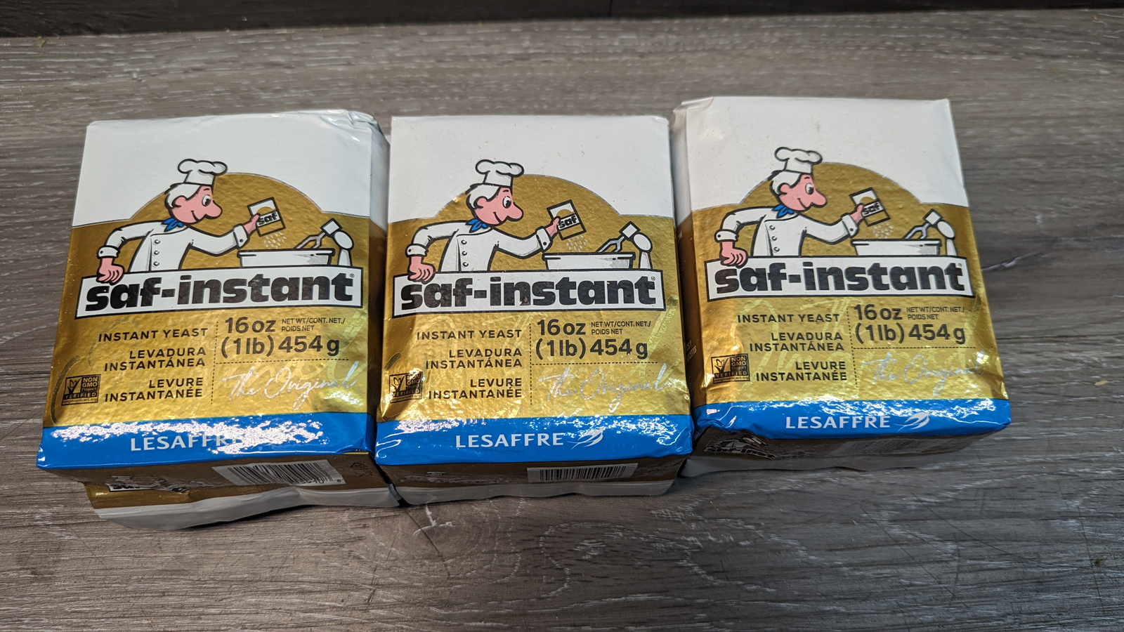 Lot of 3 Saf-Instant Yeast 1 lb Bags Lesaffre