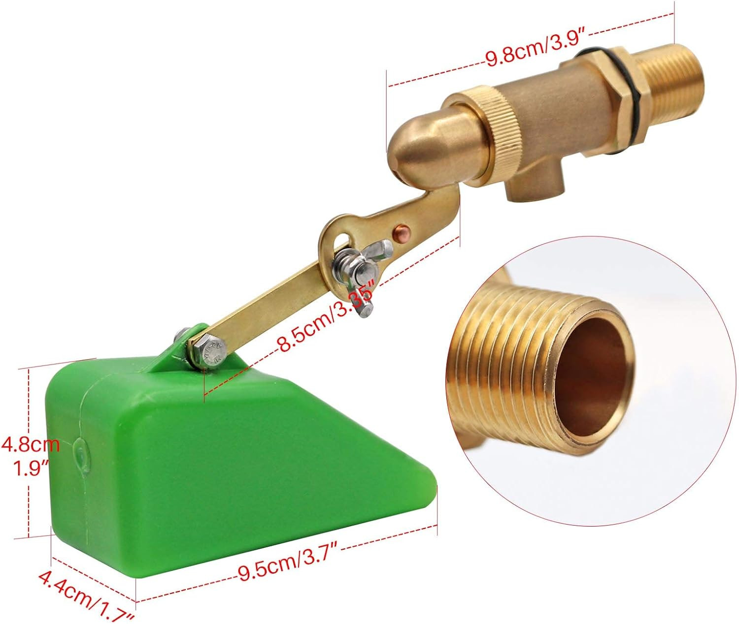 1/2 Inch Brass Valve with Plastic Float Water Float Valve with Adjustab