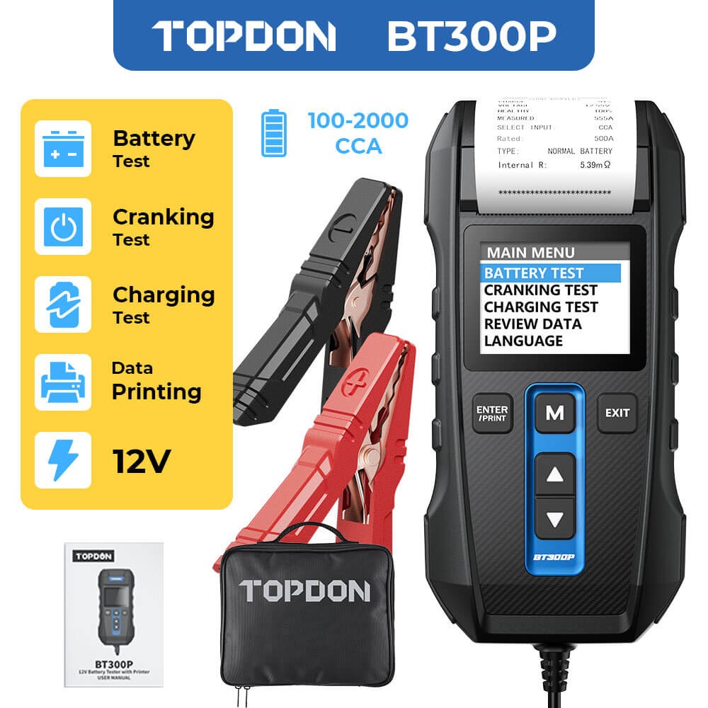 BT300P Automotive 12/24V Truck Car Battery Tester Load Charging System Analyzer