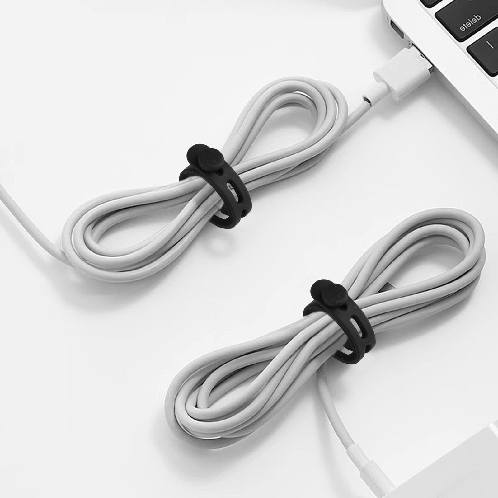 20 Pcs Black Silicone Cable Ties, Reusable Straps 5in, B-20pcs