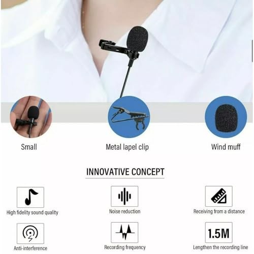 Lavalier Stereo Clip-on Microphone Condenser USB-C for Android, Compatible