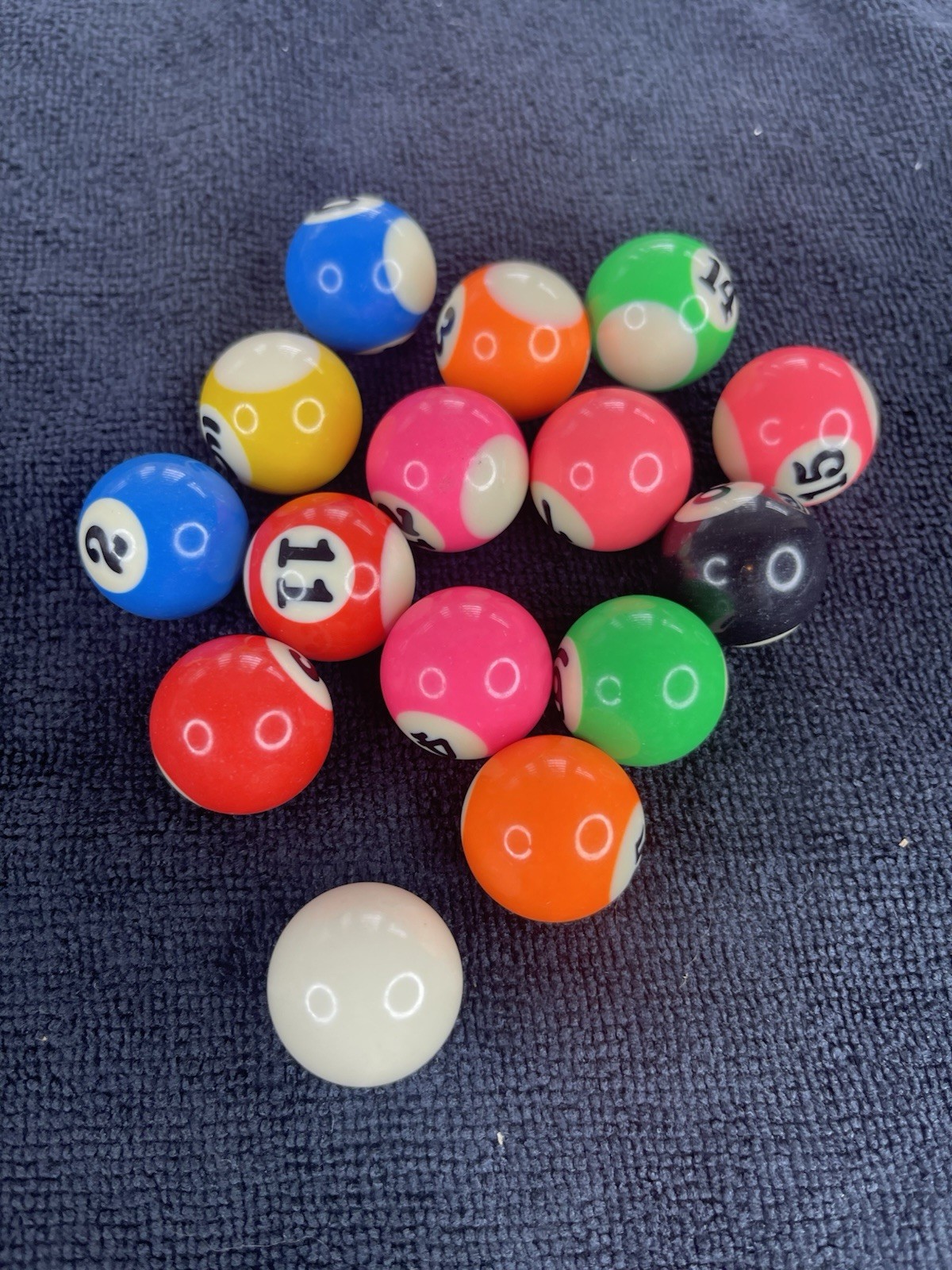 Lot of Miniature Mini Billiard Pool Balls 1 “ Ball Set Of 15 INCOMPLETE Set